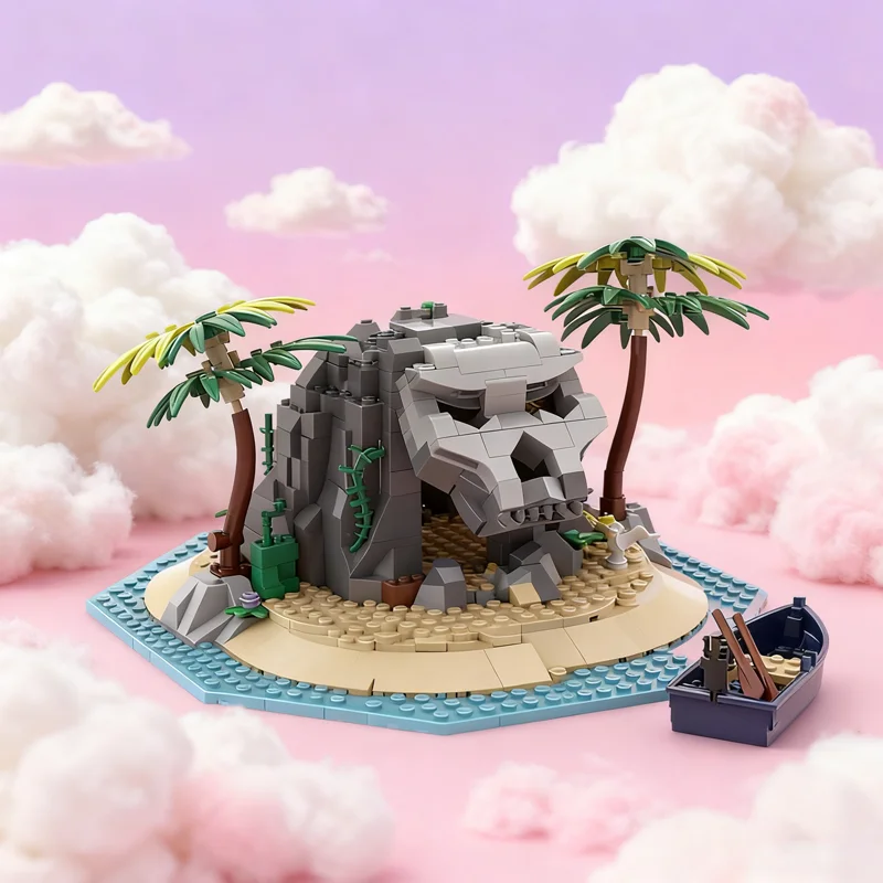 618 pçs moc crânio ilha piratas modelo blocos de construção arquitetura presente natal brinquedos diy ideia criativa educação tijolo crianças