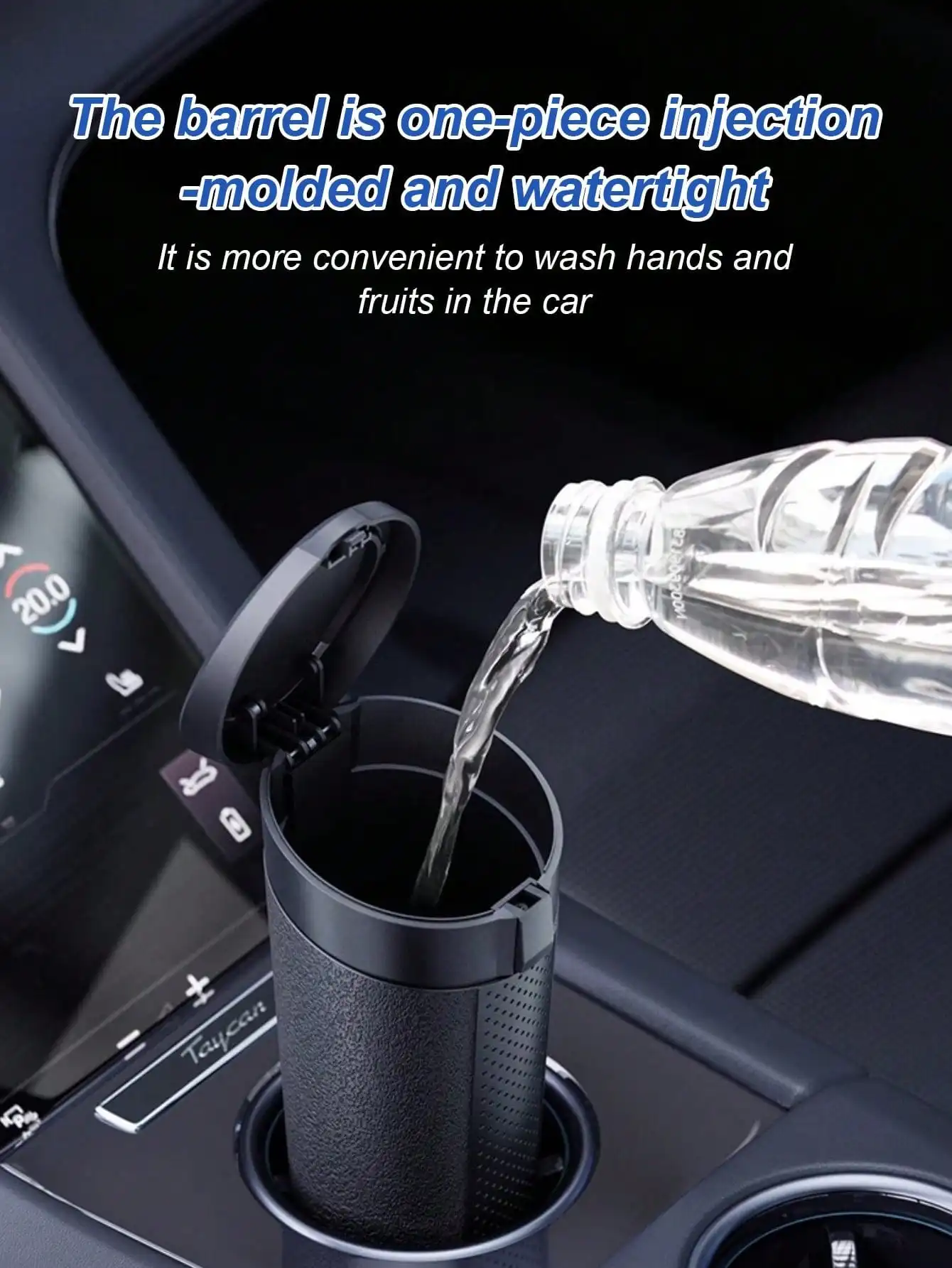 Portable Car Trash Can – Dual-Lid Design, Press & Button Open Modes, Leak-Proof, Removable Inner Liner, For Wet & Dry Waste