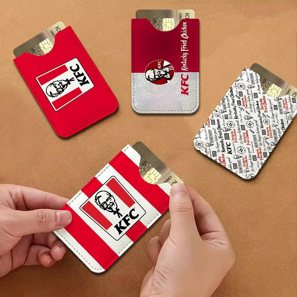 Fashion K-Kfc Logo Men's Genuine Leather Mini Card Wallet, Ultra Thin Credit Portable Business Card & Transit Bus Card