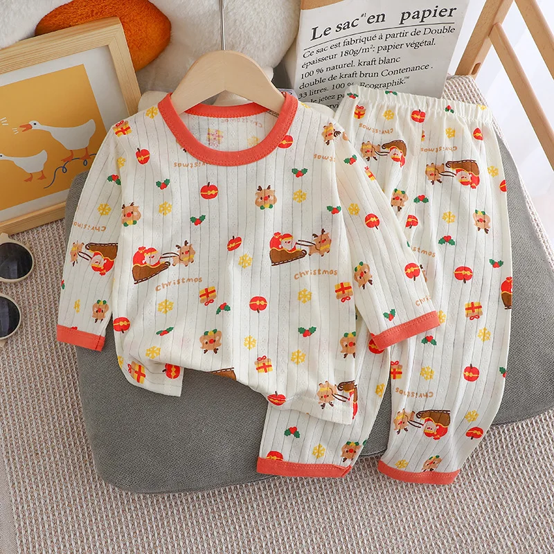 

2025 Toddler Baby Boy Christmas Print Pajamas Sets 0-6Y Kids Clothes Girls Cotton Long Sleeve Sleepwear Loungewear Autumn Outfit