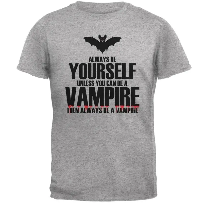 تي شيرت الهالوين Be Yourself Vampire Heather Gray للبالغين #1