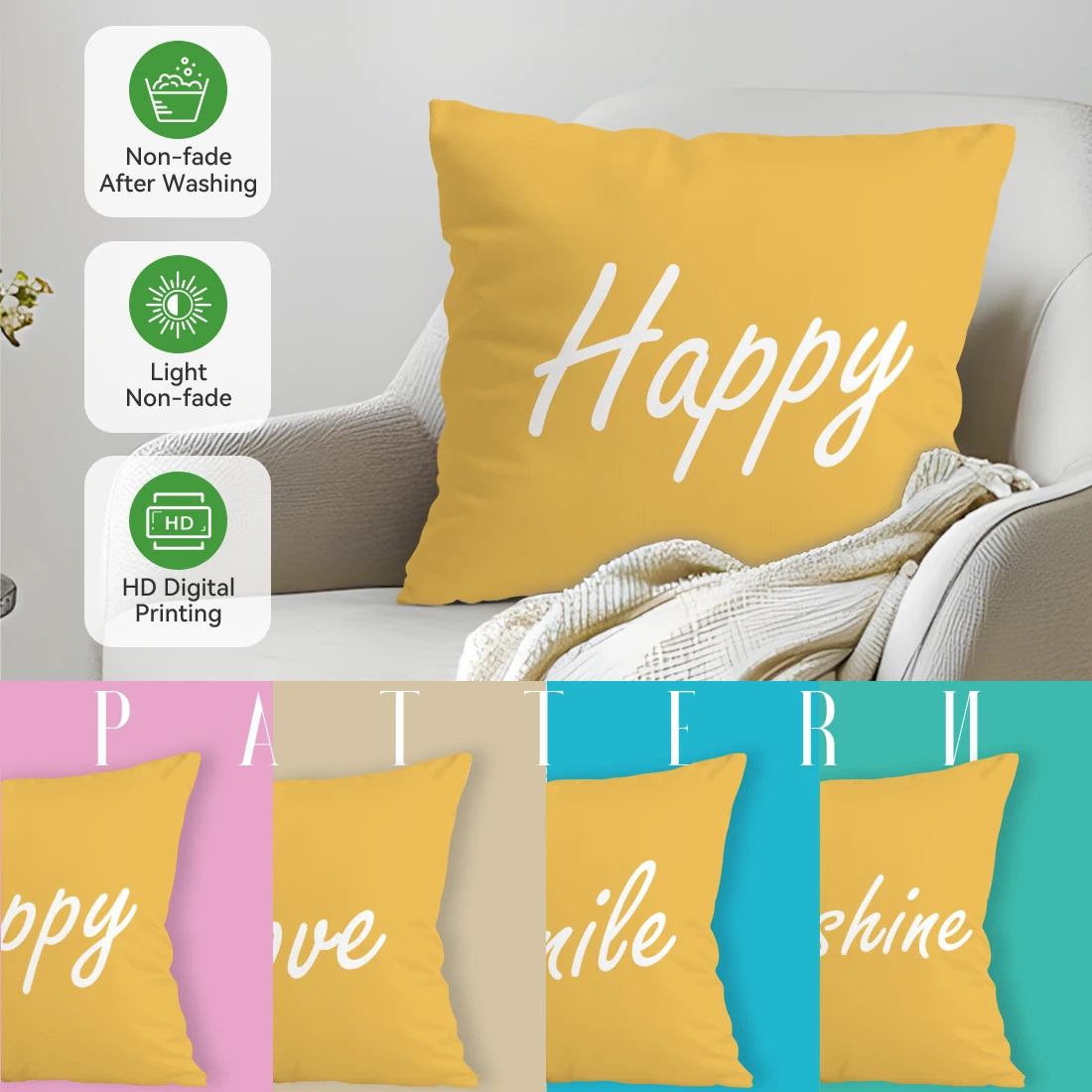 Encourage Writing Cushion Pillowcase Printed Polyester 45x45cm Throw Pillowcover Decorative Sofa Cushion Pillowslip Home Decor