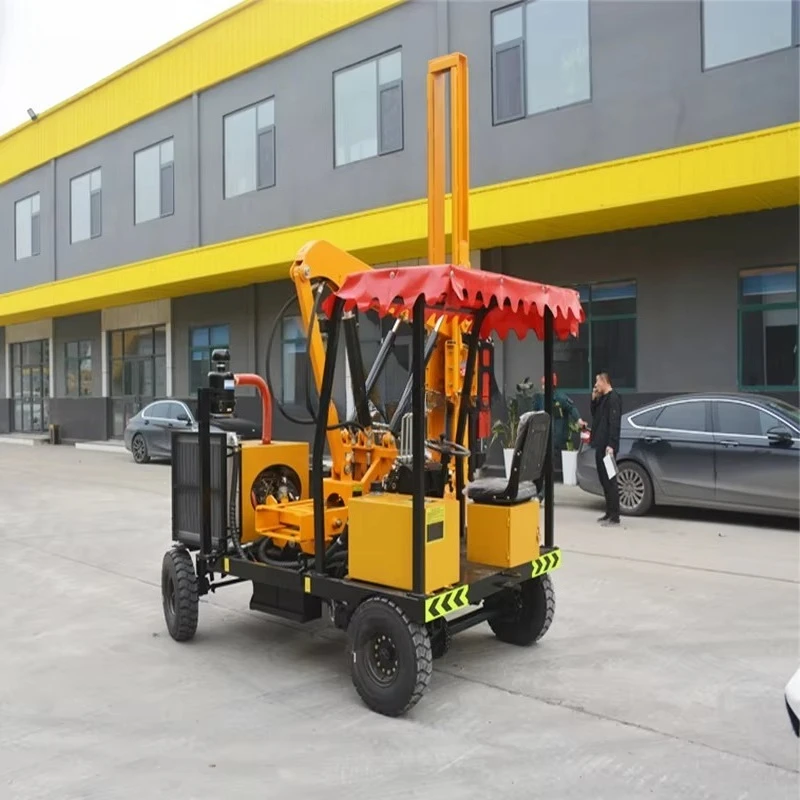 Hydraulic Hammer Guardrail Pile Driver For Highway Construction Road Safety Barrier Piling Machine Steel Post Piling Rig