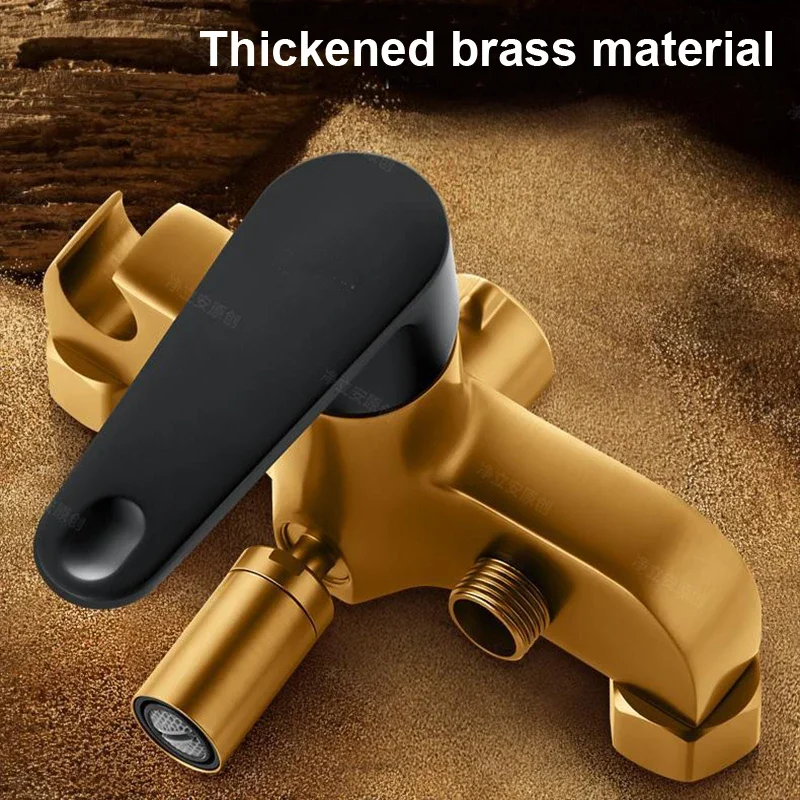 Bathroom Shower Faucet With Spray Gun Brass Hot Cold Water Dual Spout Mixer Tap For Bathroom Splitter Bath Shower Basin