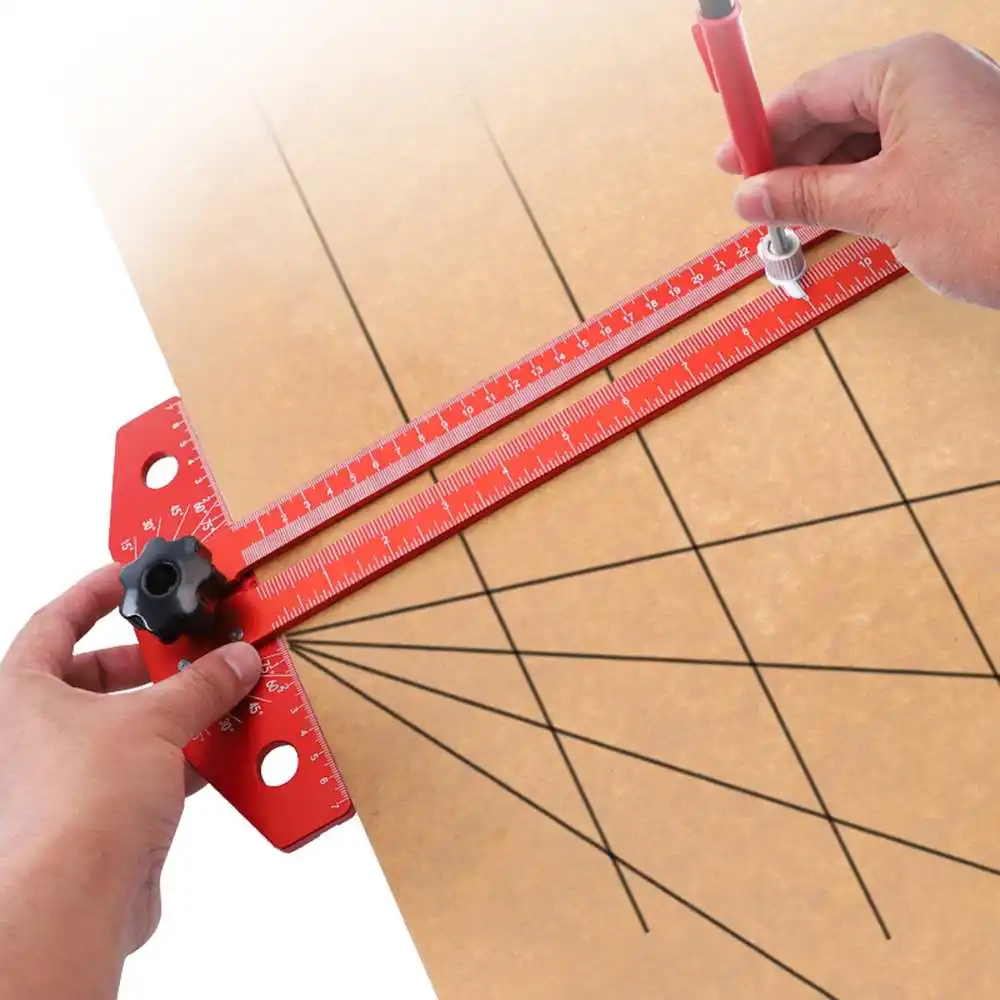 Righello angolare multifunzione per la lavorazione del legno strumento di misurazione del calibro a T in lega di alluminio per marcatura e misurazione di linee parallele
