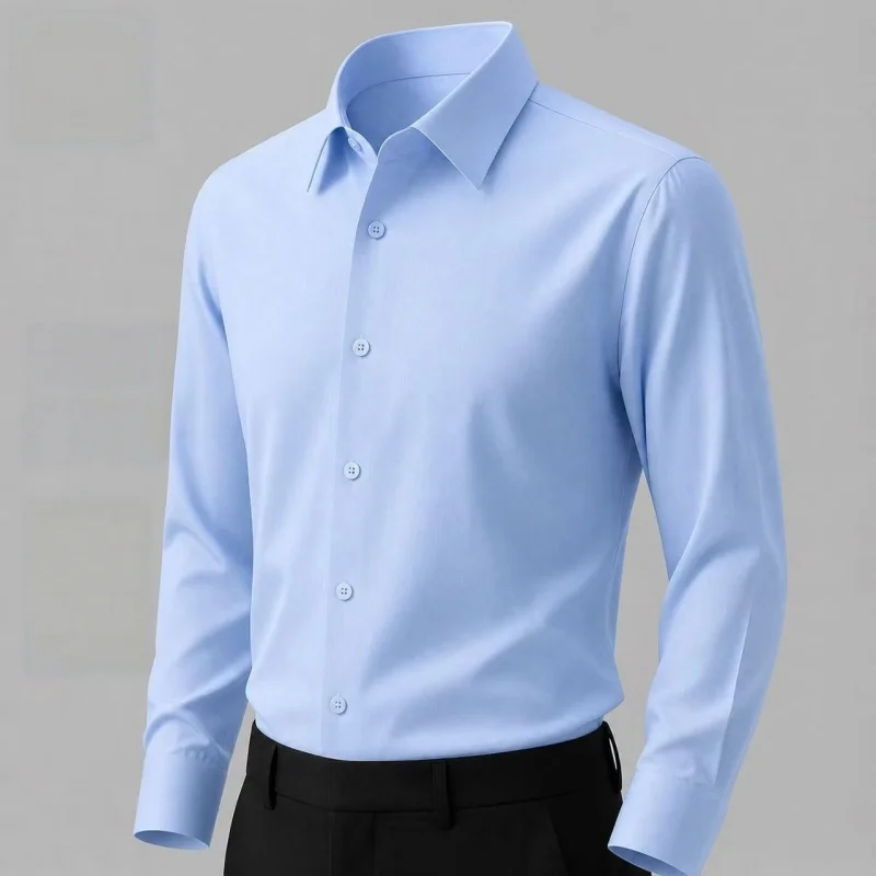 New Quality Anti-Wrinkle Men Shirt Long Sleeves Dress Shirts For Men Slim Fit Camisa Social Business White Office Shirt S-5XL