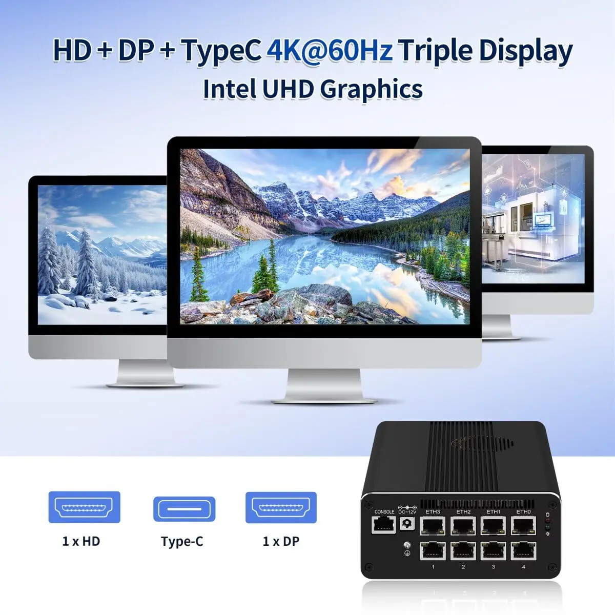 MNBOXCONET Firewall Appliance Core i3-1115G4, Micro 8 Port I226V 2.5G LAN Mini PC Hardware Router, Support Windows OPNsense