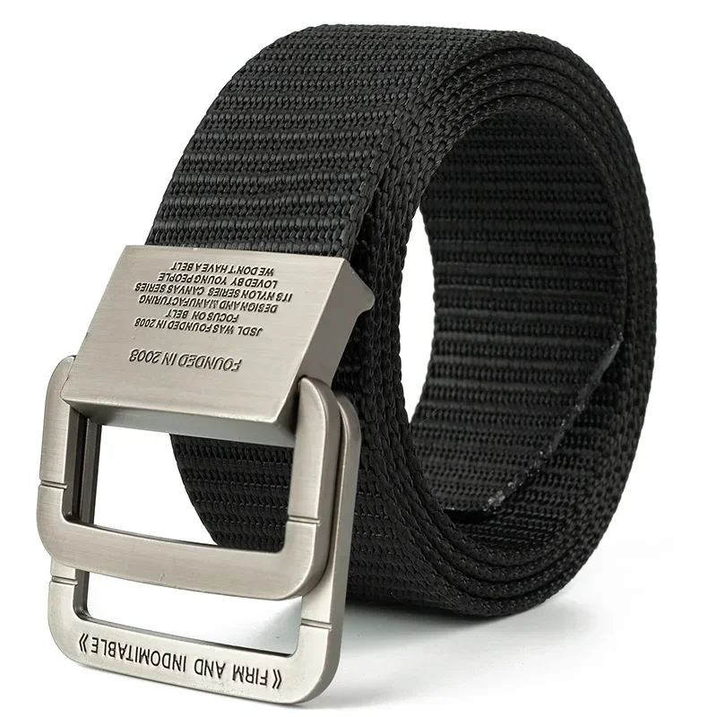 Canvas Belt Men's Belt Alloy Double Buckle High Quality Soft Nylon Belt Ladies Casual Personality Belt