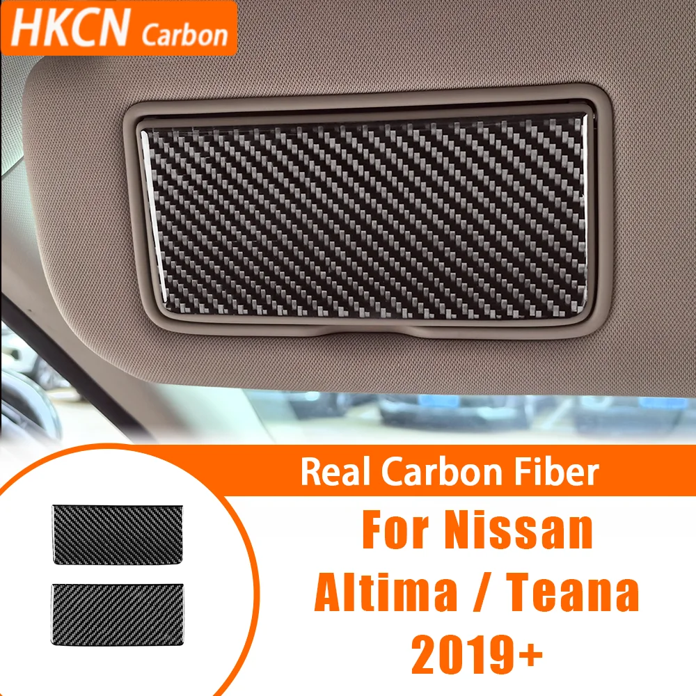 Carbon Fiber Makeup Mirror Pad Decoration Car Accessories Interior Cover Trim Modification Sticker For Nissan Altima Teana 2019+