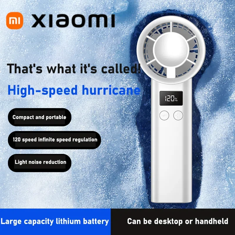Мини-ручной вентилятор Xiaomi, 120-скоростной портативный настольный вентилятор, мгновенное охлаждение с ледяным режимом, перезаряжаемый стильный вентилятор для женщин, новинка