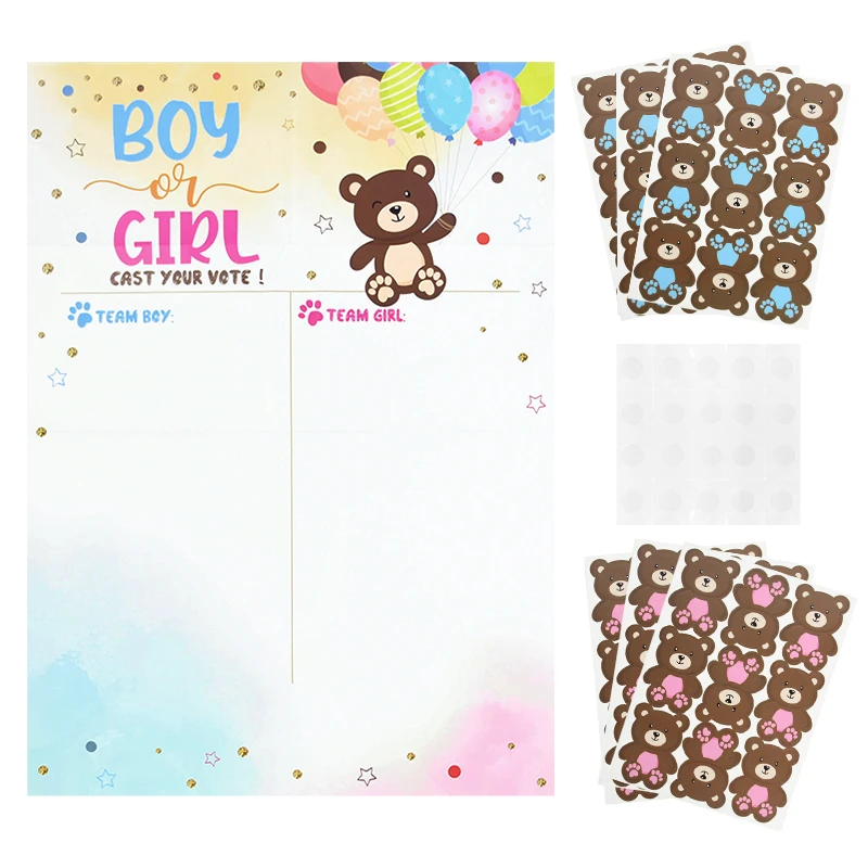 1sets Gender Reveal Game Voting Poster Board Team Girl Or Boy Voting Stickers For Baby Shower Birthday Party Decoration Supplies