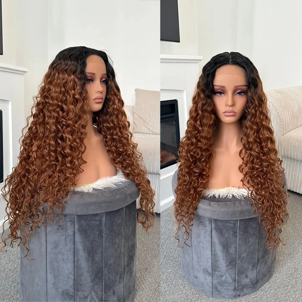 

Brown Ombre Wig Lace Front Synthetic Hair 28 Long Curly Ombre Brown Synthetic Hair High Quality Heat Resistant Lace Front Wig