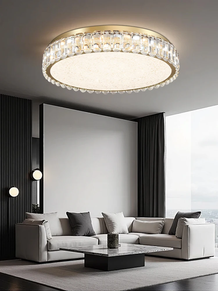 Led Home Decoration Large Rectangle Crystal Ceiling Lamp Gold Mirror Stainless Steel Light Fixture for Foyer Living Room