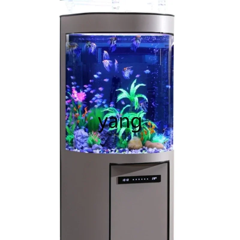 LH semi-circular fish tank living room household medium-sized wall glass cylindrical bottom filter No water change