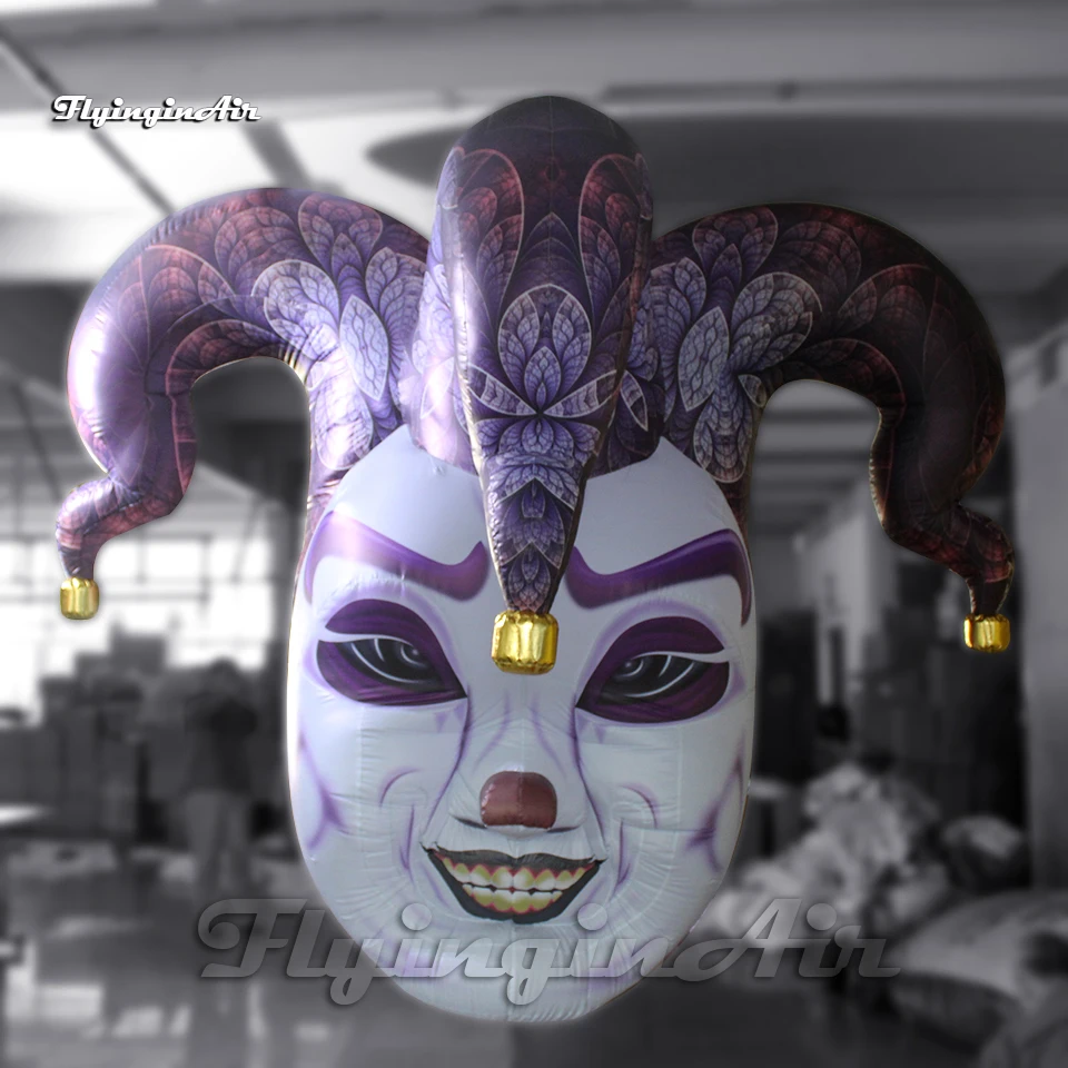 

3m Hanging Large Venetian Mask Giant Inflatable Jester Head Air Blow Up Two-Faced Masked Female For Carnival Stage Decoration