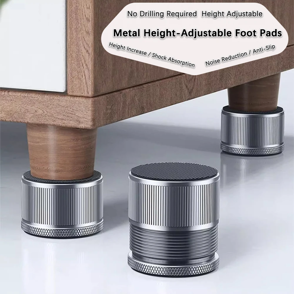 

2Pcs/Set Aluminum Alloy Heightening Foot Pad Household Refrigerator Cabinet Sofa Liftable Anti-skid Height Increase Holder Pro F