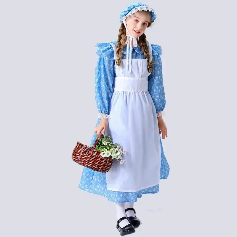 Cosplay per bambini Abito da bambina che vende fiammiferi Costume da palcoscenico coloniale per ragazza Costume da peregrino della prateria