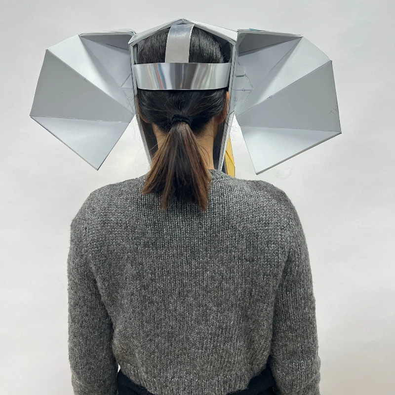 Srebrne Lustrzane Słoń Hełm Rave Zwierzęca Ozdoba na Głowę 3D Demon Festiwal Muzyczny DJ Maska Klub Rekwizyty Taneczne Rogaty Demon Mask