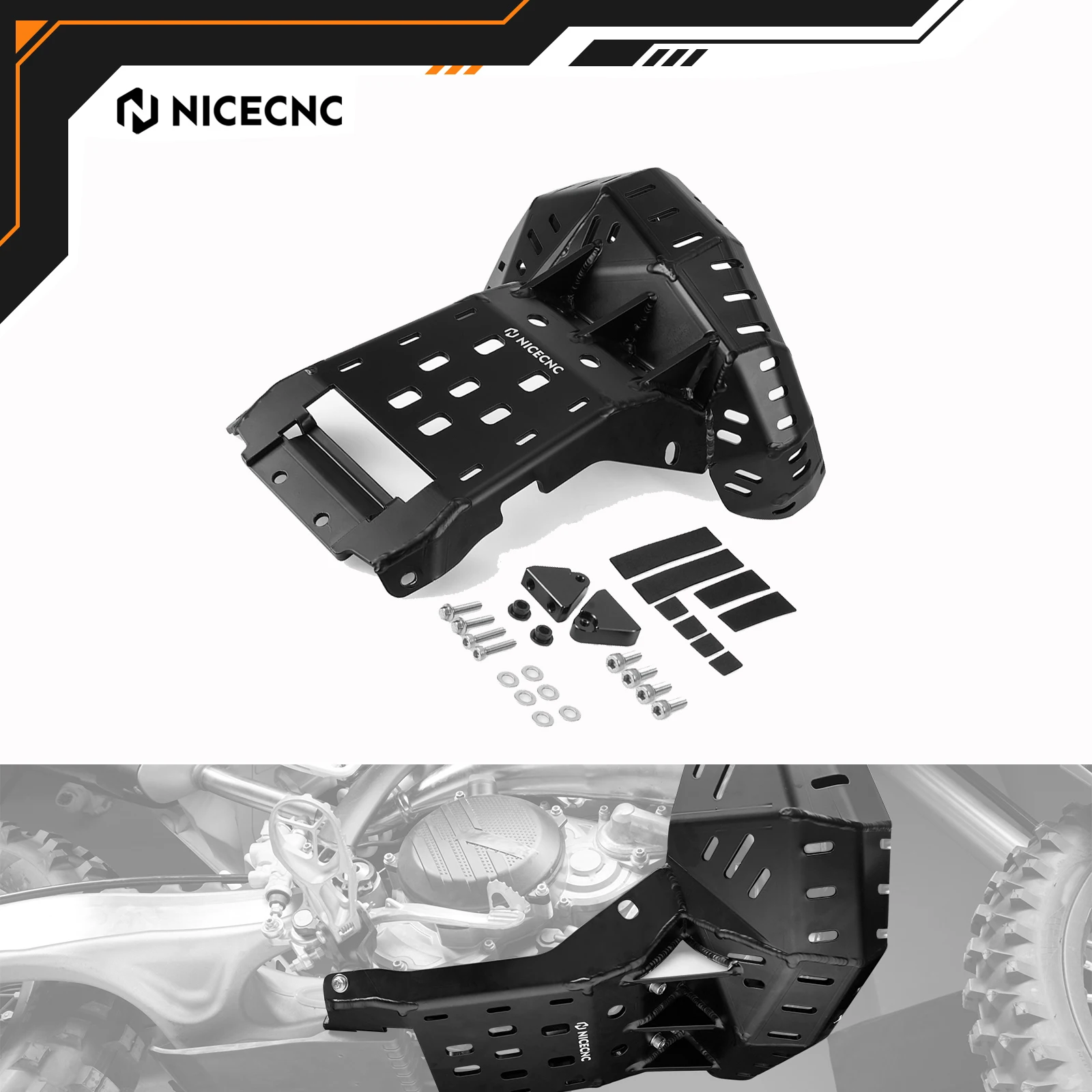 

NICECNC For 2024 KTM EXC 300 SX 250 XCW 300 XC300 For Husqvarna TE 300 TE250 TX300 GasGas EC300 MC250 Skid Plate with Pipe Guard