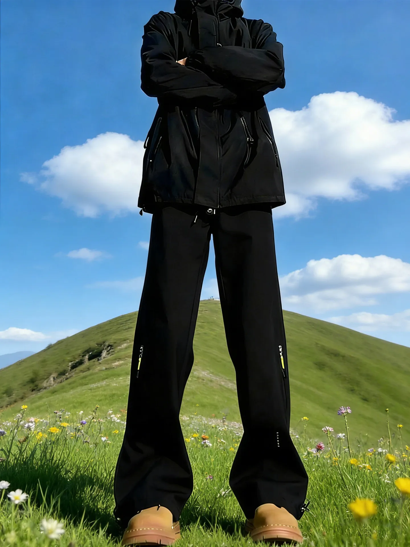 

Bla American Sle Fce Lined Soft ell Waterproof Windproof Men's Outdoor Climbing Trousers Straight Leg Workwear Pants