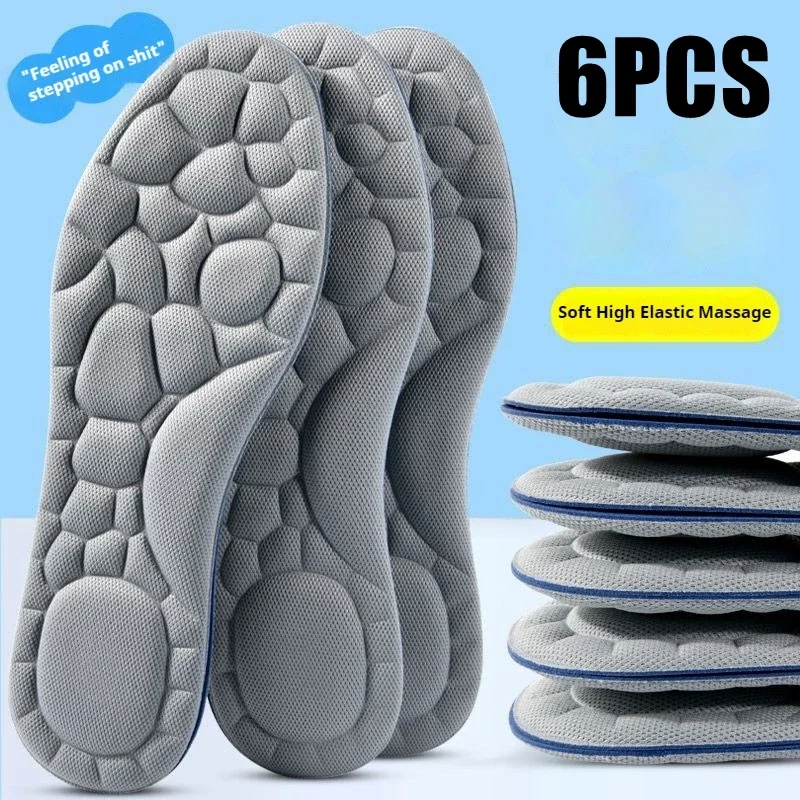 3Pair 5D Memory Foam Insoles for Shoes Men Insole Feet Outdoor Running Sports Shock Absorption Shoe Sole Deodorizing Shoes Pads