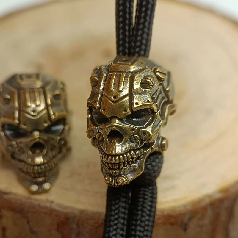 Mechanical Skull Head Brass Knife Beads EDC DIY Paracord Woven Bracelet Lanyard Pendant Accessories Outdoor Tool Hangings Charms