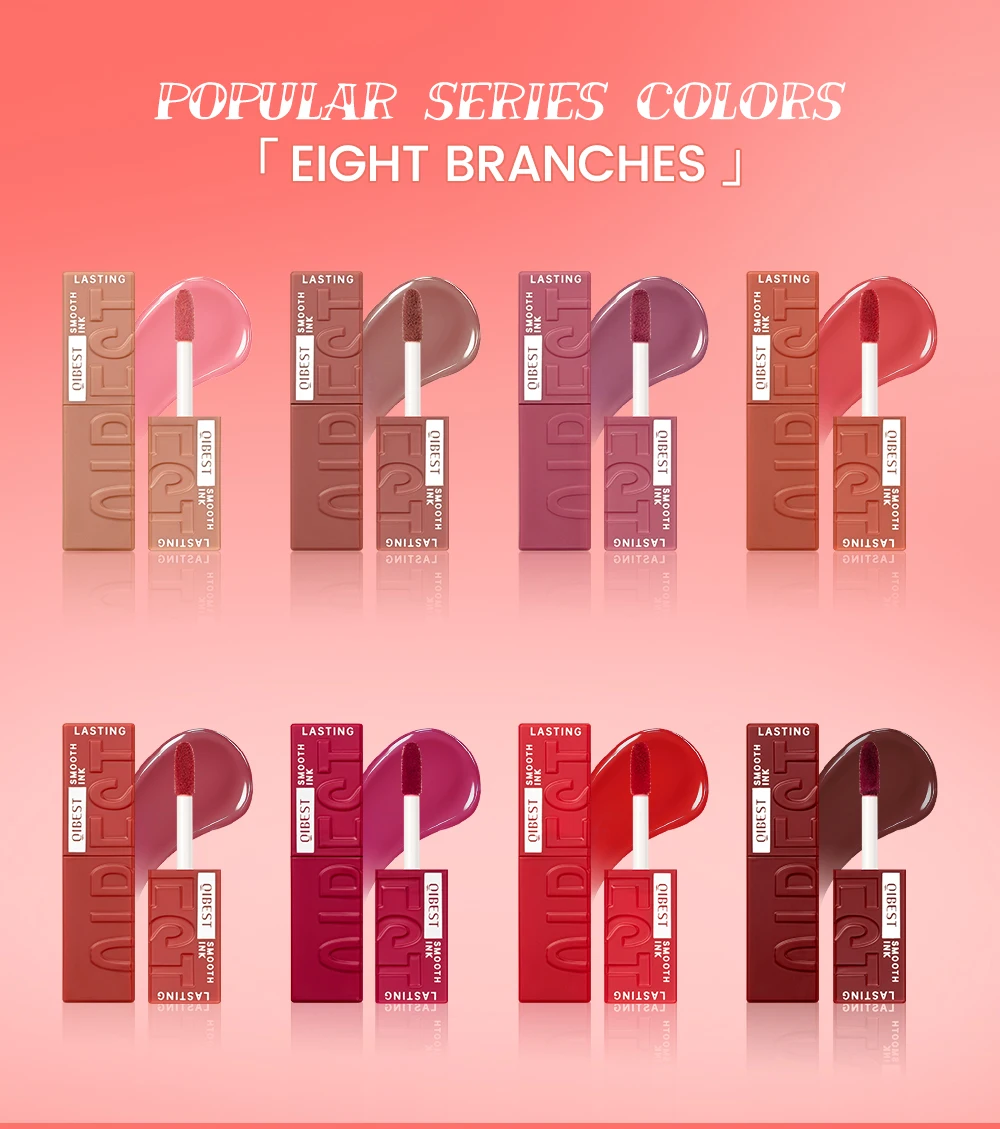QIBEST Wässrige Glanz-Lippenglasur, feuchtigkeitsspendend, langlebig, sexy roter flüssiger Lippenstift, spiegelglänzender Lipgloss, Tönung, Kosmetik für Frauen – Detail 5