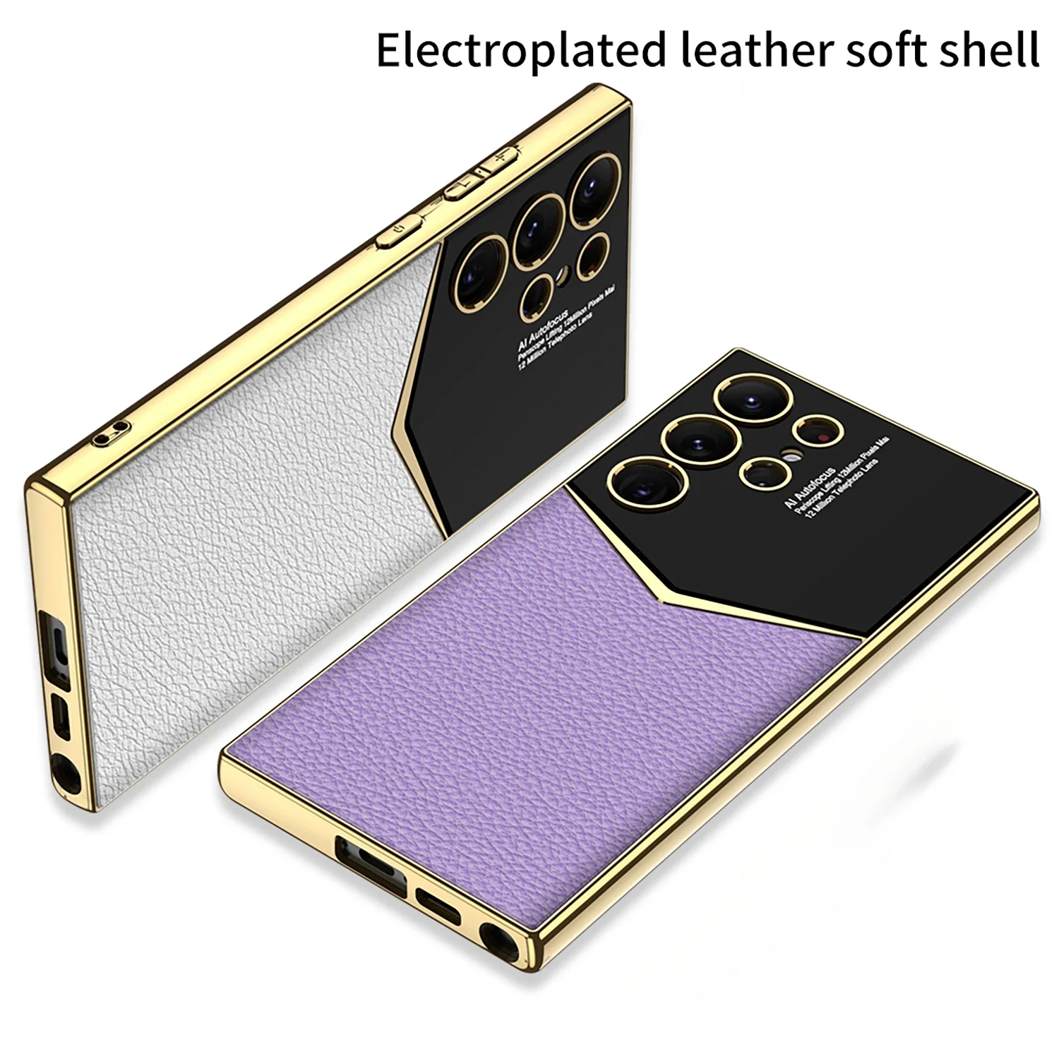 Electroplated Skin Leather Hard Shell Phone Case For Samsung Galaxy S25 S24 Plus S23 Ultra Shockproof Case