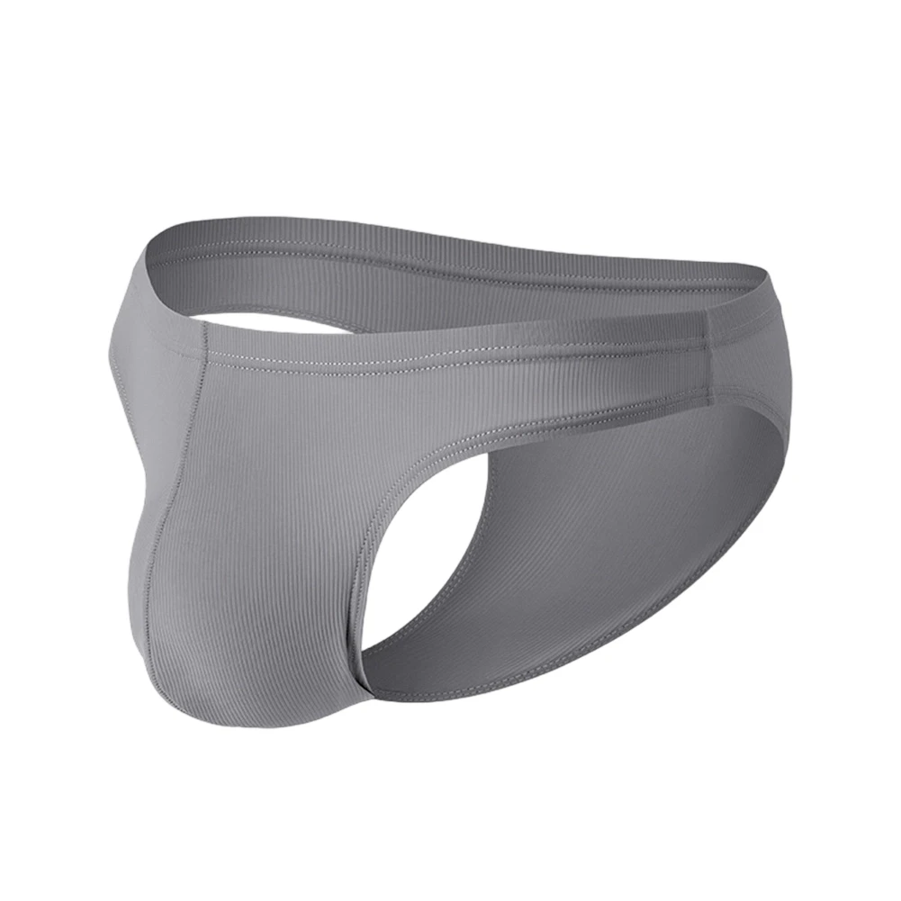 Men's Stretch Ice Silk Underwear Solid Low Waist Half-Coverage Briefs Breathable U Convex Pouch Underpant Sport Support Panties