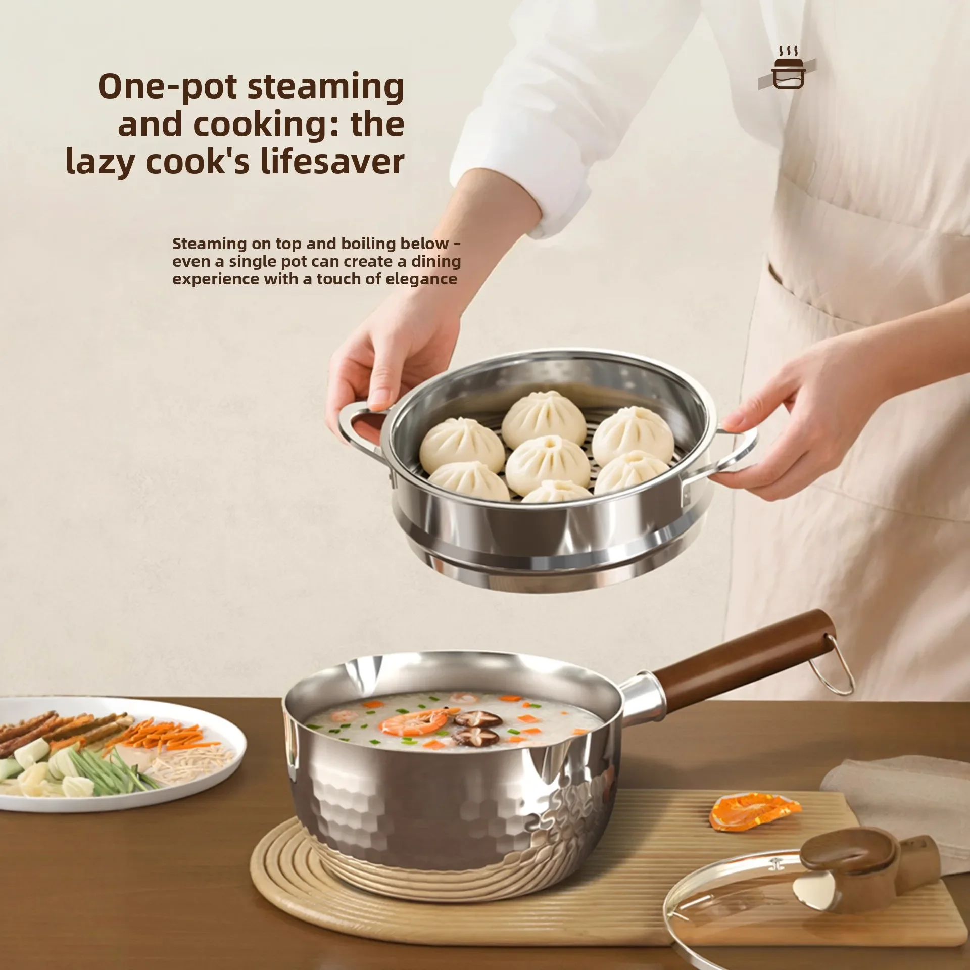 DSA Snow Pot 316L Stainless Steel Uncoated Household Instant Noodle  Baby Supplementary Food Milk  One Person Soup