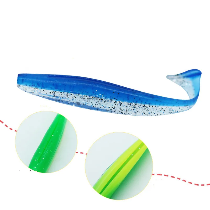 Fishing Lure Commotion T Tail Fish Smooth Wave Two-Color Soft Bait 6cm 7cm 9cm Texas Rig Jig Head Hook Worm