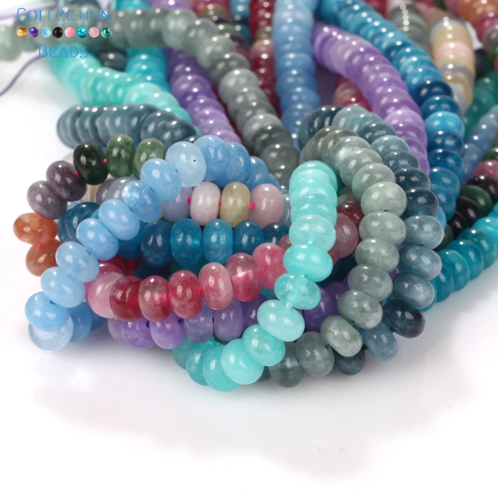 5x8mm Natural Stone Beads Aquamarine Amethyst Tourmaline Rondelle Loose Beads For Jewelry Making DIY Bracelets Accessories 15\'\'