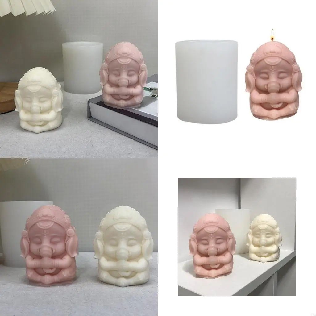 

97BA Upgrade 3-D Ganesh- Soap Mold Mould Ganesha- Silicone Mold for Candle Decorating Resin Epoxy Crafts Gypsum Statue