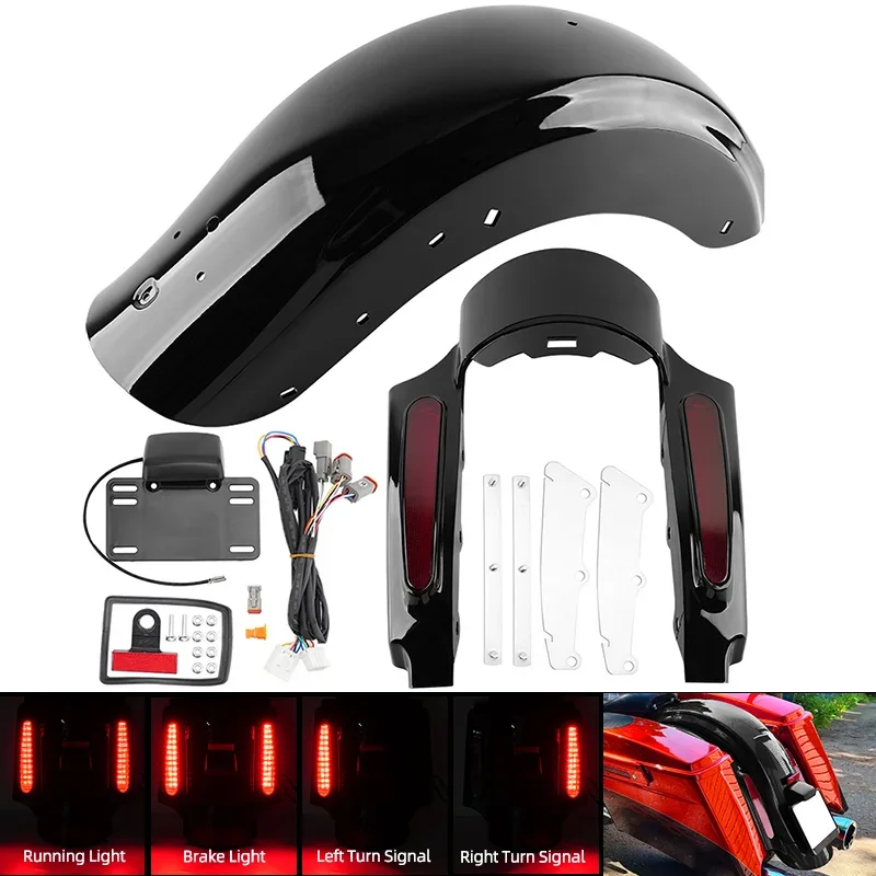 

Motorcycle Rear Fender System with LED Plate Light For Harley Touring Street Electra Road Glide FLHX 2009-2013 Ultra Limited