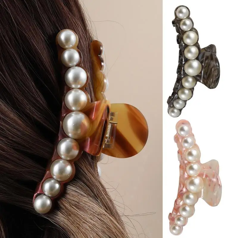 

Hair Claw Clip long Pearl Hair Claw Clip Strong Hold Hair Jaw Clips Hair Clip Barrettes Nonslip Hair Accessories for Women Girls