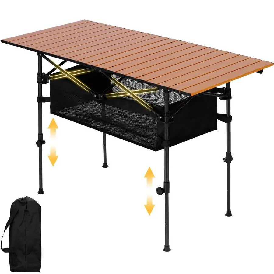 

Portable Folding Camping Table, 46 Person Aluminum Outdoor Picnic Table with Storage Carry Bag, Adjustable Height Lightweight C
