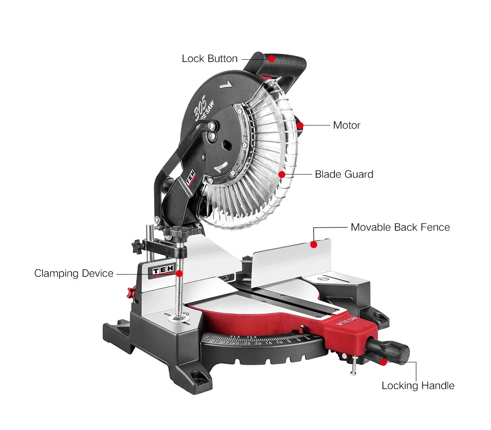 TEH High Performance Cutting In Hard Lumber High Power Sliding Dual Bevel Miter Saw