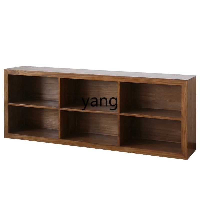 

LH TV cabinet All solid wood floor low cabinet Shelf simple lattice cabinet