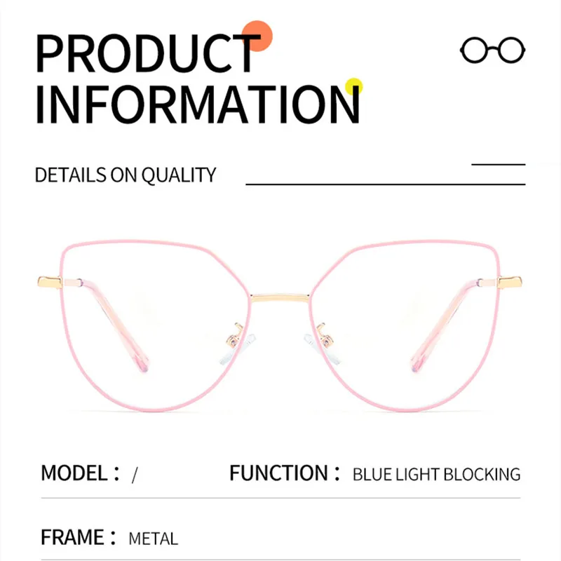 Cat Eye Metal Retro Polarized Sunglasses Women Fashion Optical Myopia Eyeglasses Frames 2023 Prescription Frame with Clip 7002