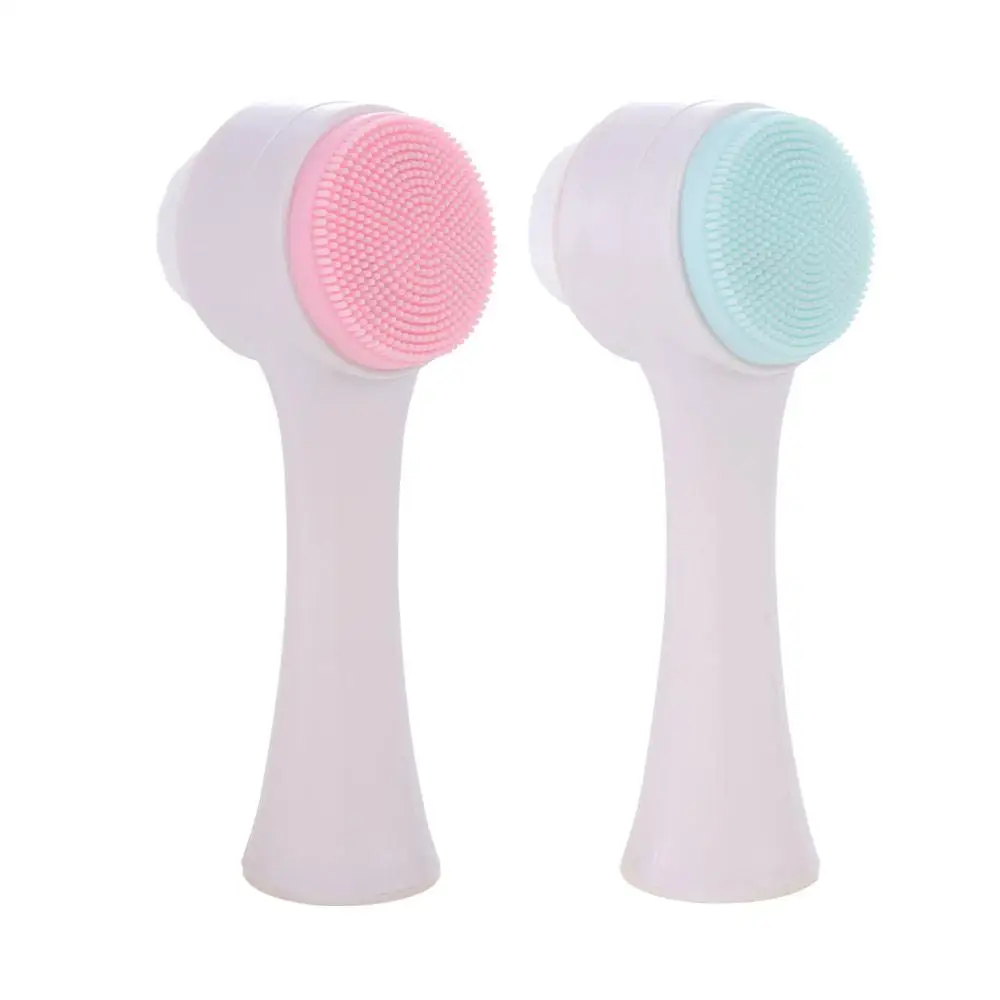 Double Sided Silica Gel Facial Brush Soft Blackhead Remover Facial Cleanse Brush Cute Skin Care Facial Face Scrubber Brush