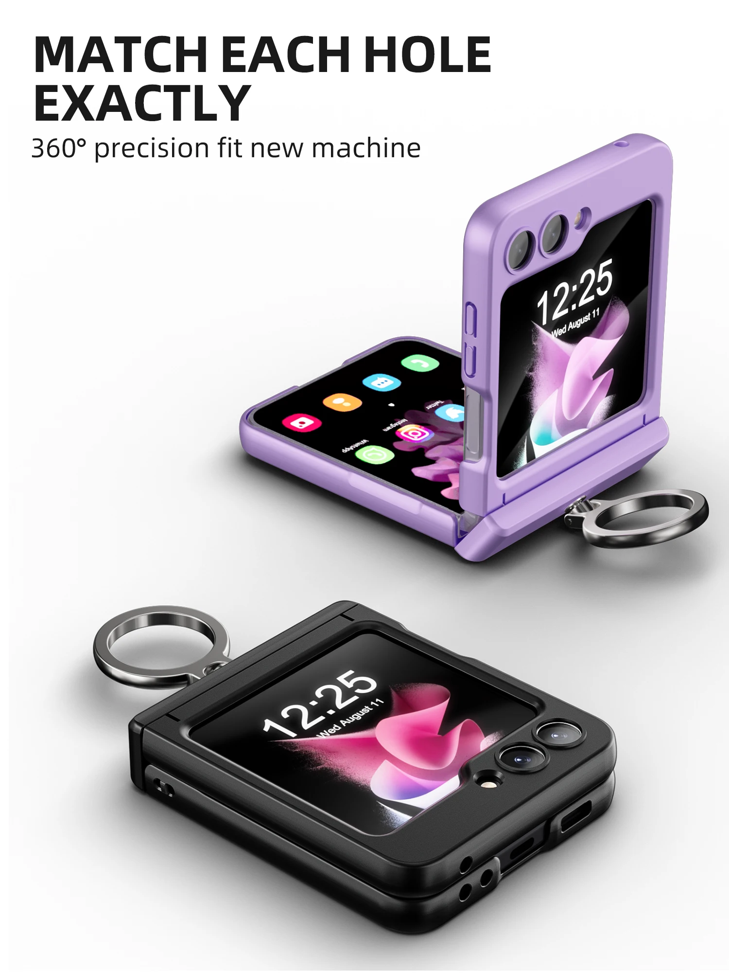 For Samsung Galaxy Z Flip 5 Case Colorful Ultra Thin Skin Friendly Matte Folding Hingle Ring Bracket With Mirror Film Hard Cover