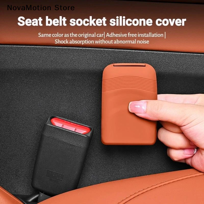 [NM]Universal Car Seat Belt Socket Protective Cover Silicone Car Safety Seat Belt Anti-Scratch Cover Button Protective Case[NM]