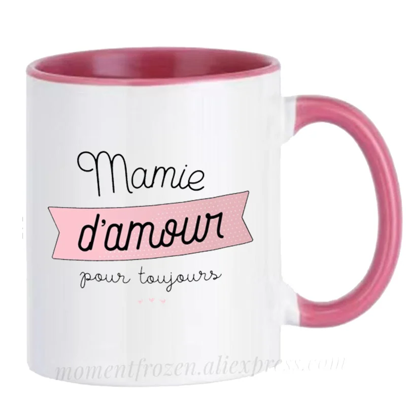 French Print Nana Papa Grandpa Coffee Mugs Grandma Cups Auntie Aunt Uncle Gifts Grandmother Grandfather Grandparents Tea Teaware