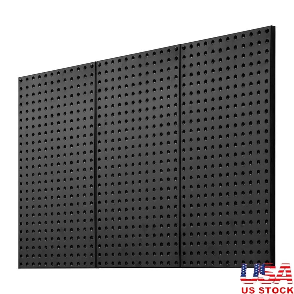 

Metal Pegboard Wall Panels Set of 3 Heavy Duty Tool Storage Organizer Ideal Garage Workshop Customizable Accessories
