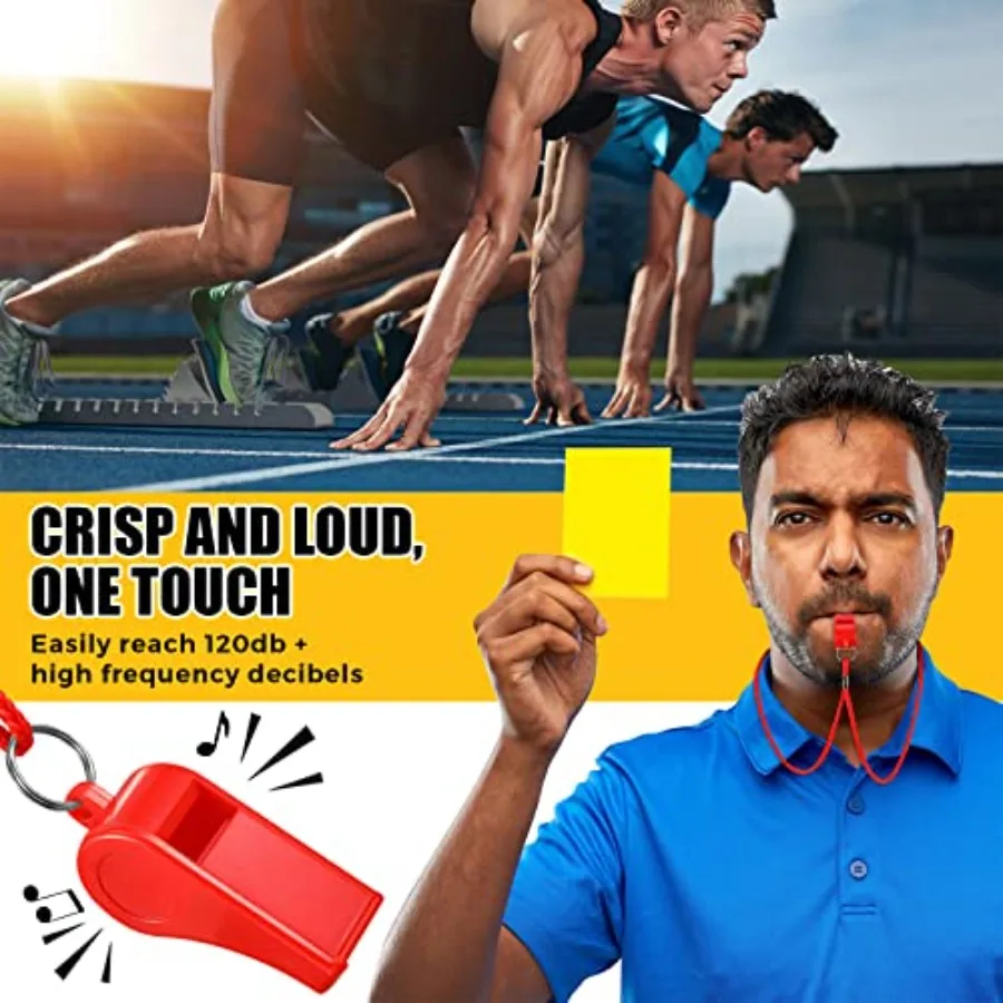 24 قطعة صفارات للمدربين صافرة بلاستيكية حمراء مع الحبل السائبة الرياضة بصوت عال هش لتدريب الحكم كرة القدم الدفاع عن النفس