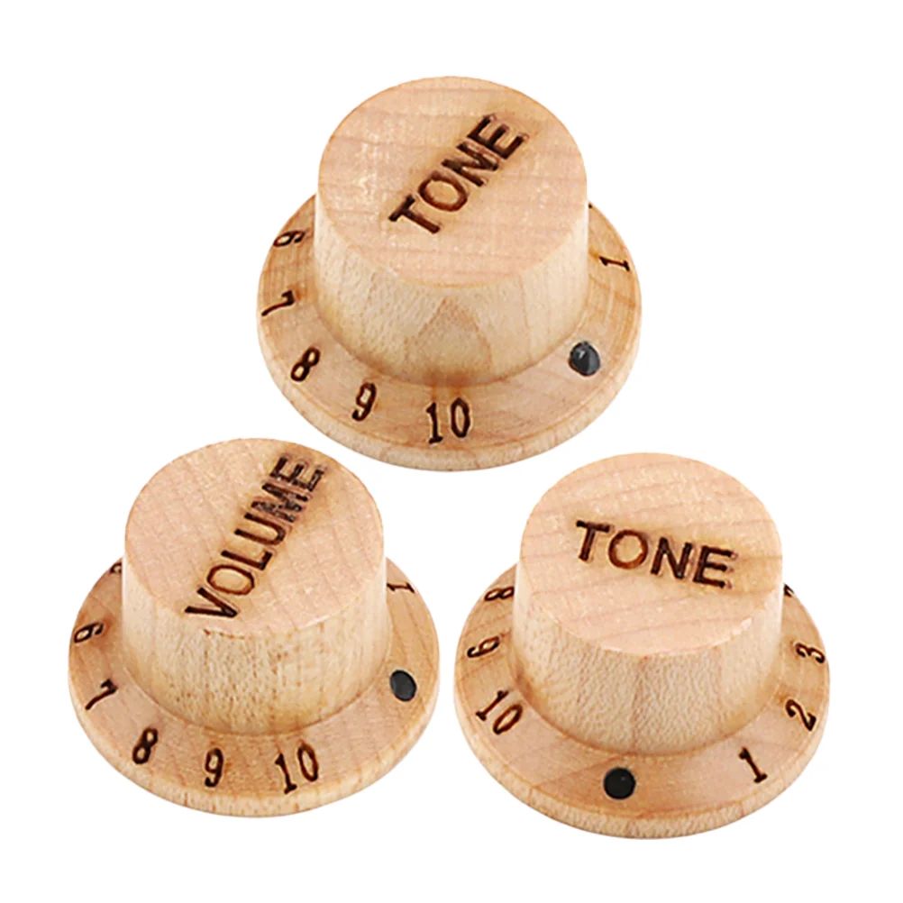 

3 Pcs Guitar Knob Wood Control Electric Volume Amplifier Wooden Potentiometer Caps Bass Accessories Tone Replacement