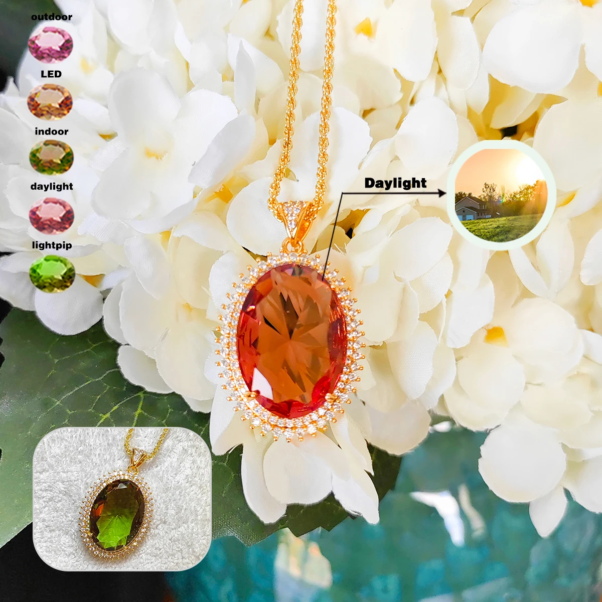 Color Changing Sultanite Diaspore Oval Necklace According to Different Lighting Changes Different Color Elegant for Women