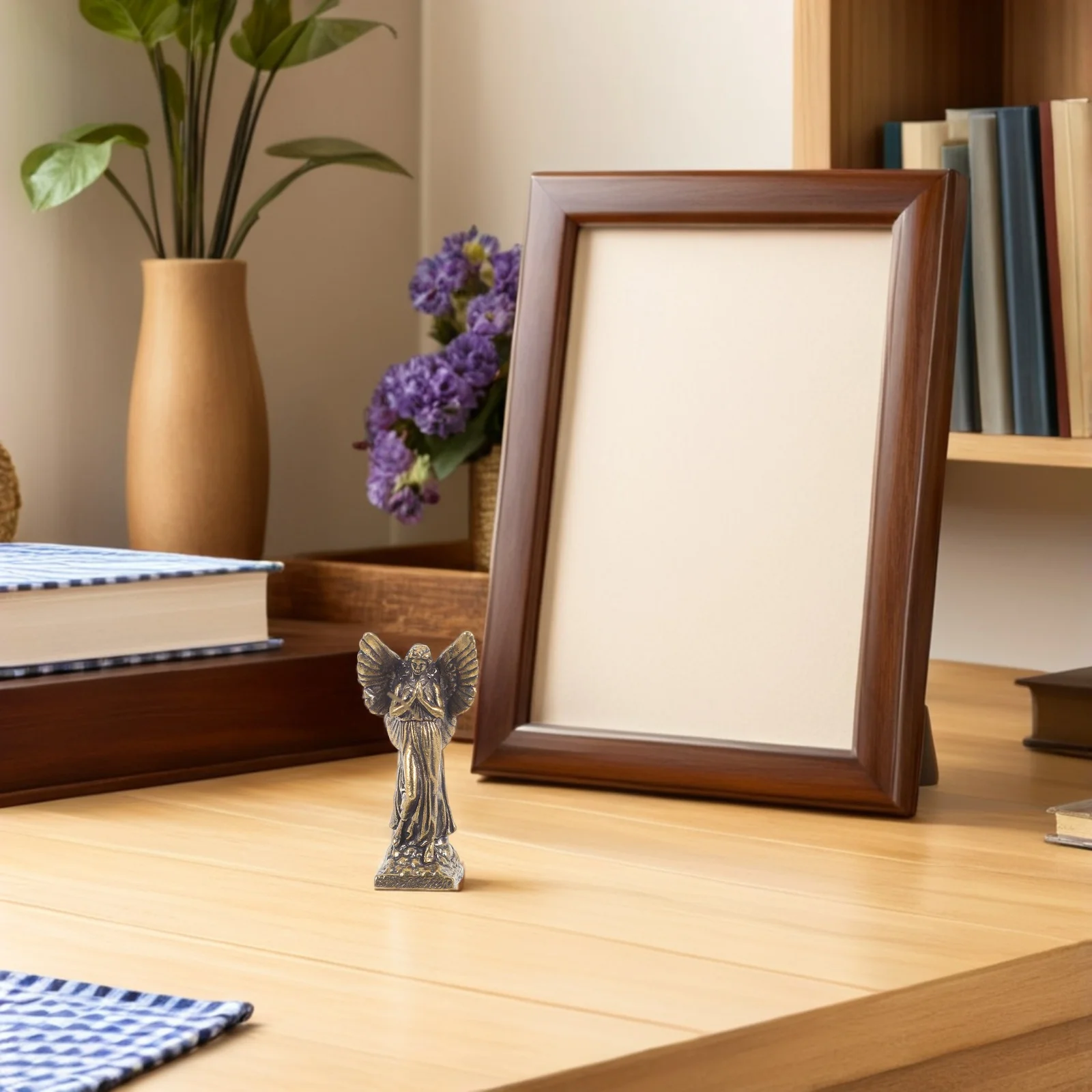 

Brass Angel Vintage Religious Decor Statue For Home Office Desk Shelf Altar Christmas Wedding Baptism First Communion Gift