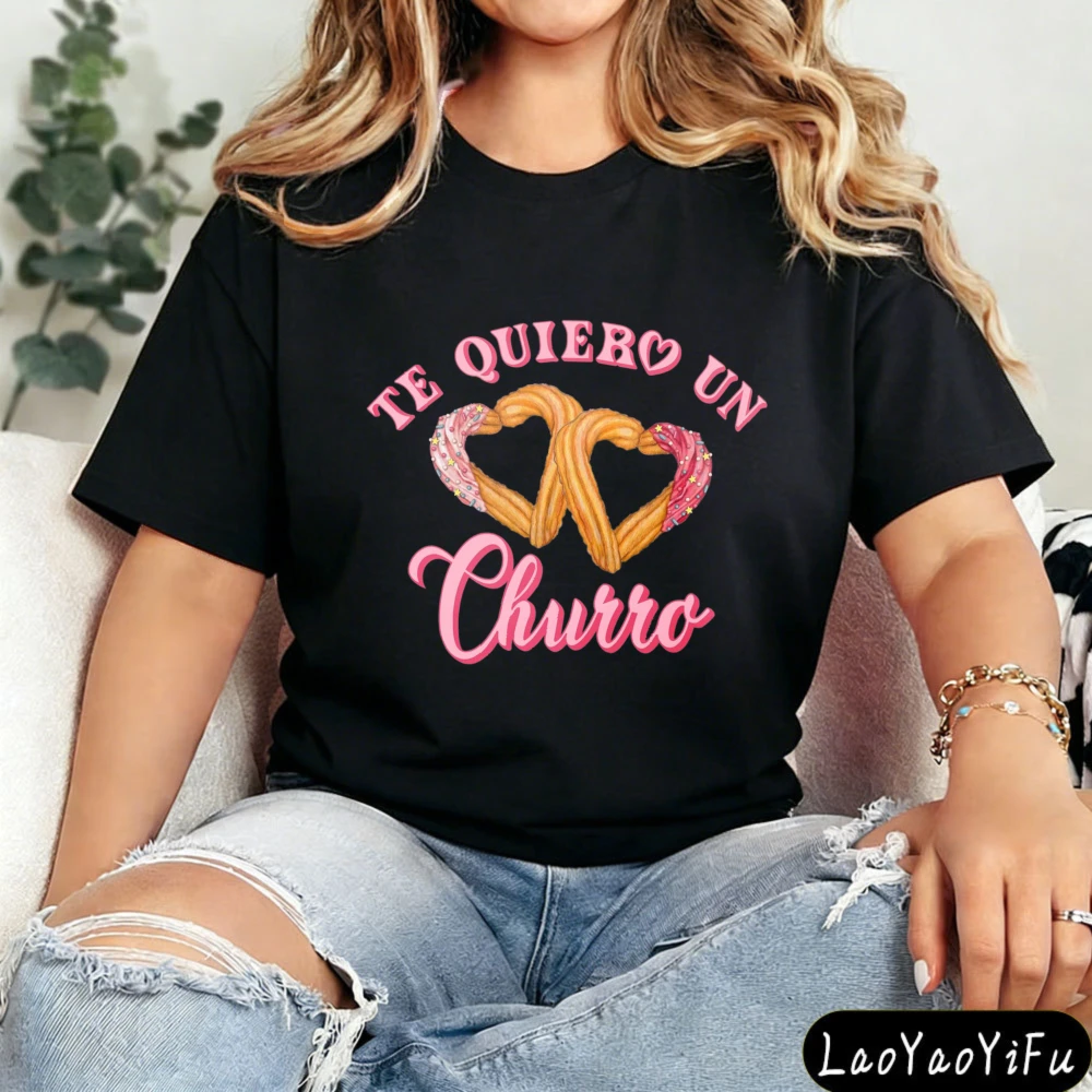 Camiseta Divertida Te Quiero Un Churro, Camiseta Linda de Amor Español, Regalo de San Valentín para Ella, Camiseta de Moda para Mujer