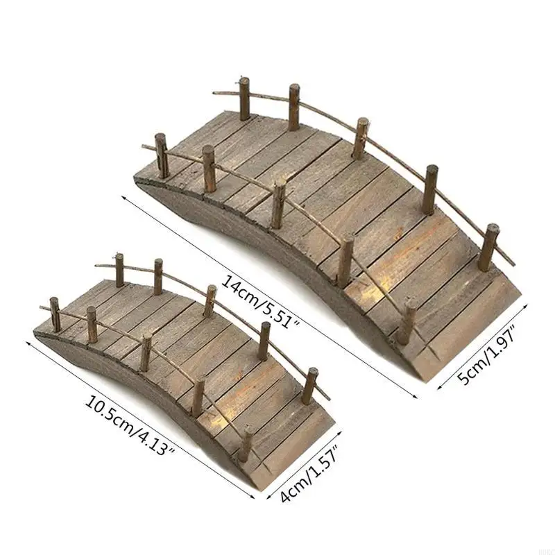 B0KC 1:12 Dollhouse Mini Wooden Arch Bridge مع درابزين مصغرة حديقة Fairy Garden Miniature Crafts